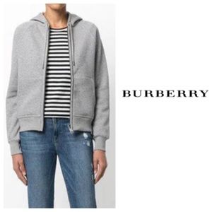 Burberry Brit Gray Zip Up Hooded Sweater Hoodie - Size XS